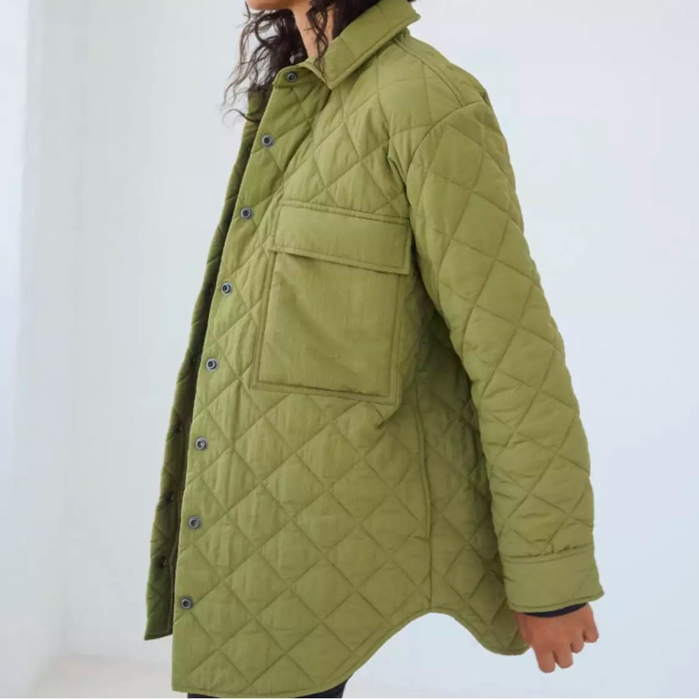 AYR Bright Olive Green Quilted Oversized Jacket